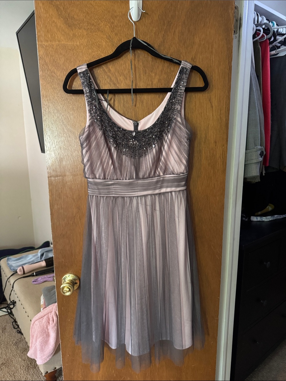 JS Boutique Beaded Tulle Dress - Light Pink